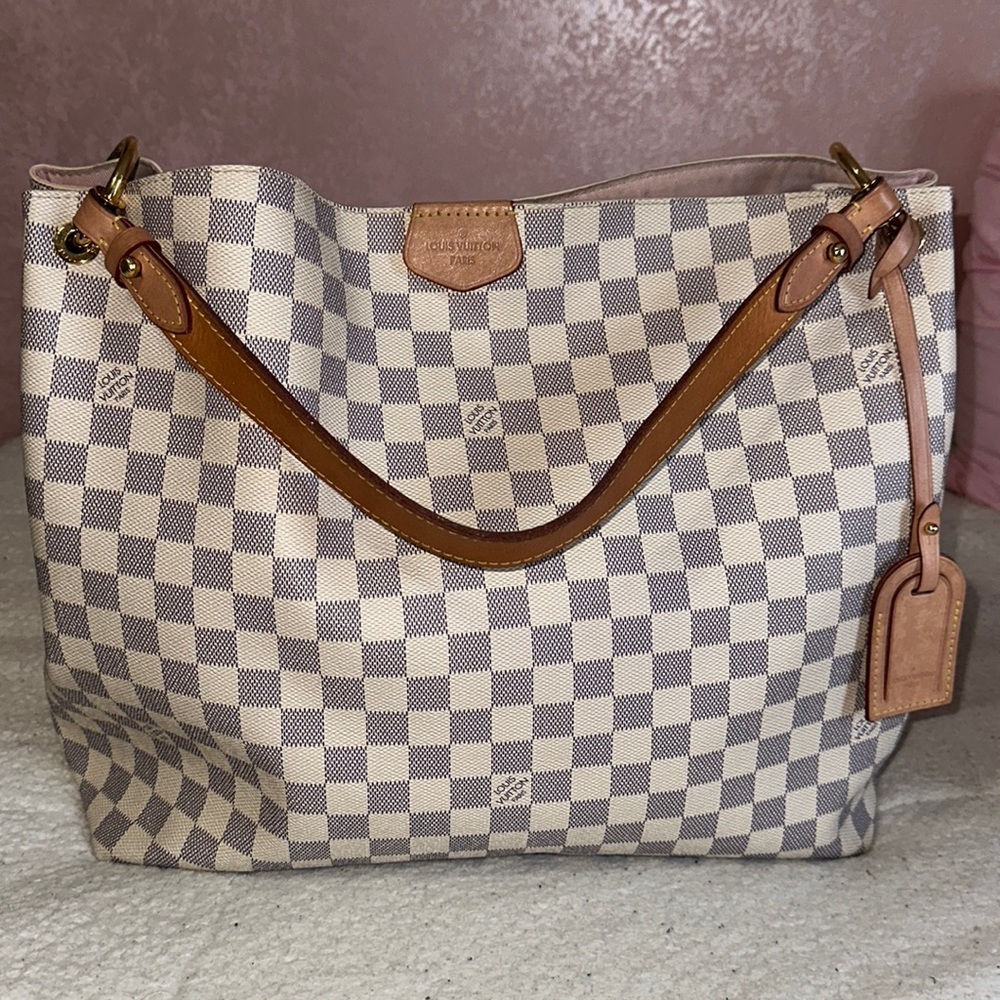 Authentic Louis Vuitton Graceful MM Damier Azur